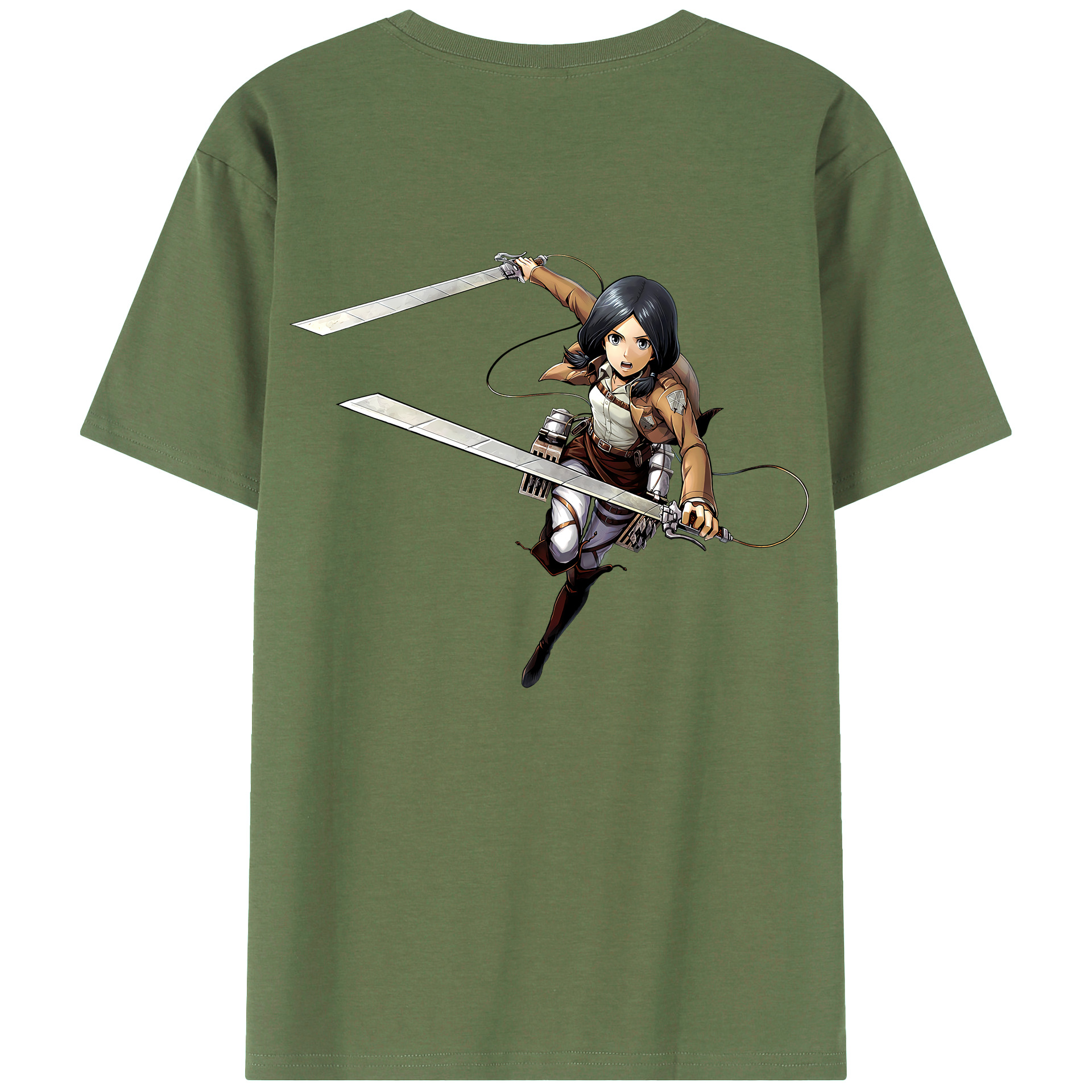 （画像用） 進撃の巨人 ミカサ·アッカーマン Attack on Titan Mikasa Ackerman 綿100％ メンズ半袖Tシャツ（バックプリント） 通気性